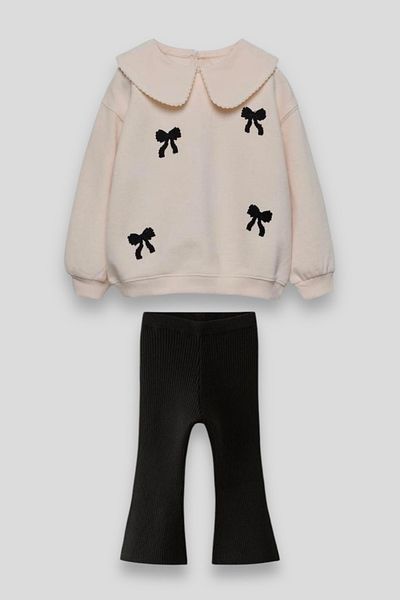 Magu Szalagmintás pamut pulóver leggings alsó-felső szett lányoknak