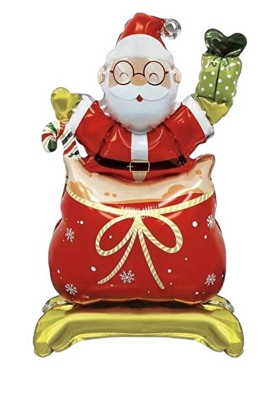 Bkmc Маленький фольгований балончик у вигляді Діда Мороза, 63x34 см, червоног...