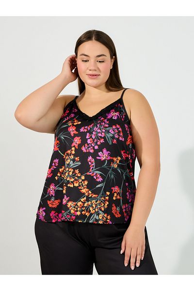 Styli Plus Size Floral Print Cami & Pyjama Set