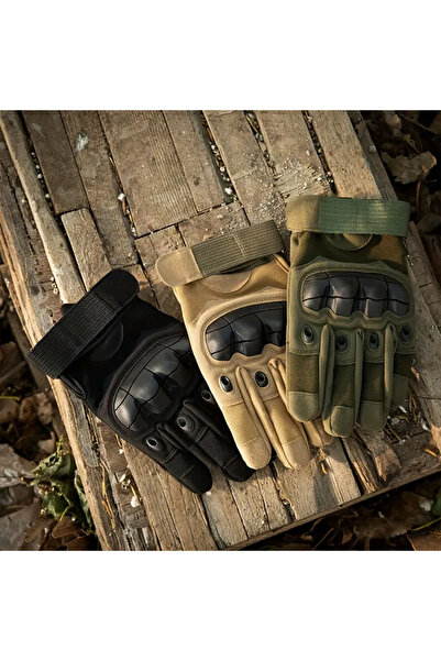Vs Tactic Long Khaki Gloves - Tactical Outfit with Bones