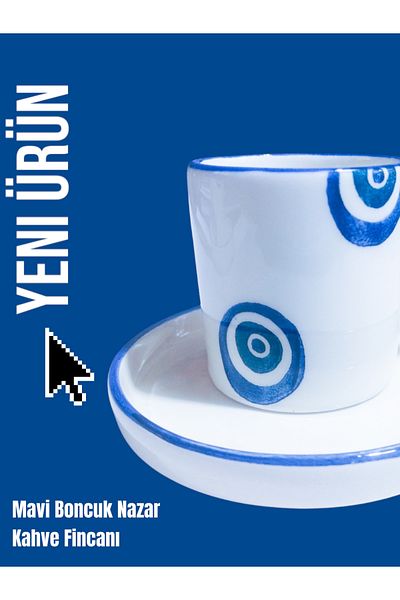 Ganita home Blue Bead Evil Eye Single Coffee Cup - 2 Pieces Double Size
