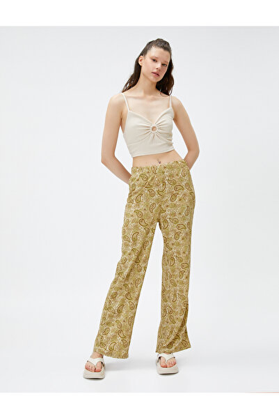 Koton Pantaloni cu picioare largi, talie elastică, cu potrivire relaxată, cu ...