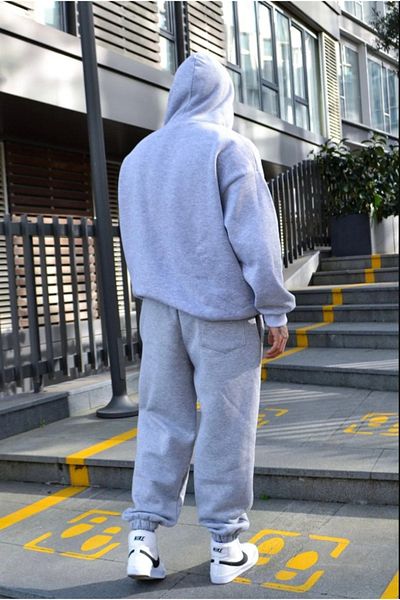 Duples 3 Yarn Unisex Hooded Tracksuit Set 100% Cotton