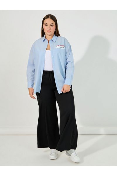 Styli Plus Size Slogan Print Oversized Shirt