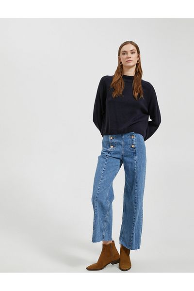 Koton Crop Knitwear Svetr Vysoký límec Dlouhý rukáv Kašmírová textura