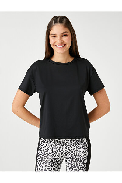 Koton Crop Sports Tričko s krátkým rukávem Crew Krk Měkká textura