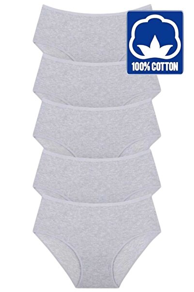 Tezzgelsin Women's High Waist 100% Cotton 5-Piece Ribbed Bato Panties Women's 5-Piece Panties