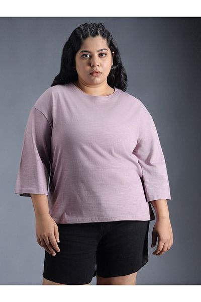 High Star By Styli Plus Size Solid Cotton Boxy Fit T-Shirt