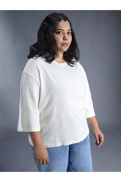 High Star By Styli Plus Size Solid Cotton Boxy Fit T-Shirt