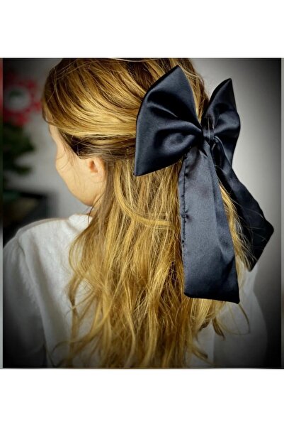 İthal Crna satenska velika mašna sa kopčom, kopča