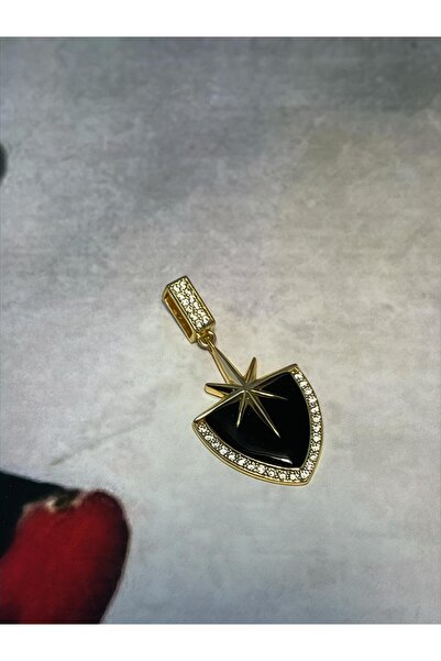 Swen Collection Siyah Mineli Kutup Yıldızı Zirkon Taşlı Çelik Kolye Ucu