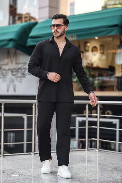ROBERTO BORNOVA Twisted Fabric Shirt Baggy Bottom Top Set