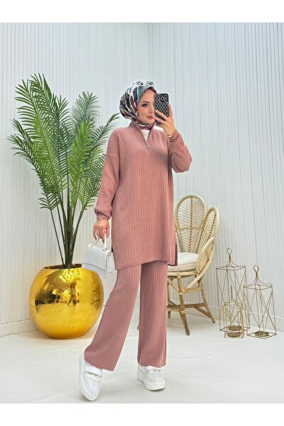 MAY MARA Women's 2-Piece Knitting Suit with Zipper and Slip