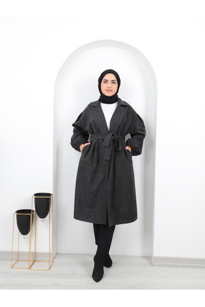 ışık tesettur Balloon Felt Women's Medium Coat