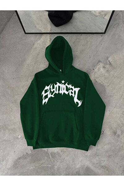 MODA - Sweatshirt - Üç Iplik Kapşonlu Baskılı Oversize Sweatshirt- Siyah - Si...