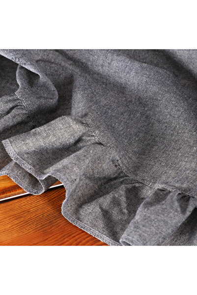 NDC HOME Grey Anthracite Linen Ruffle Tablecloth