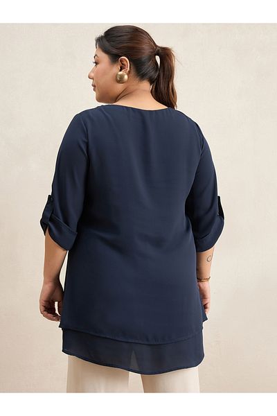 Femmella By Styli Plus Sie Double Layer Longline Tunic