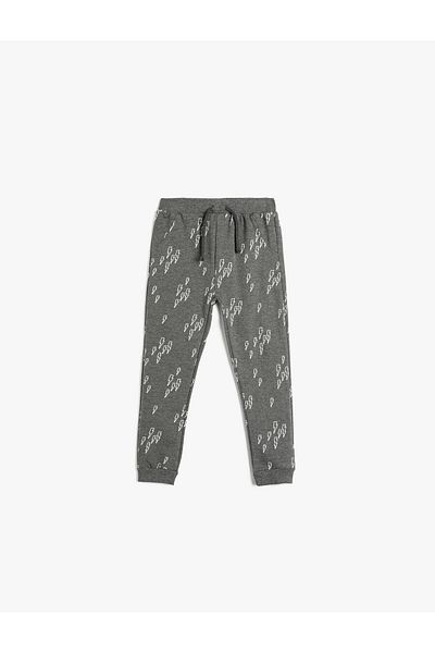 Koton Jogger Sweatpants Lightning Printed Pocket Elastic Waist Raised Cotton