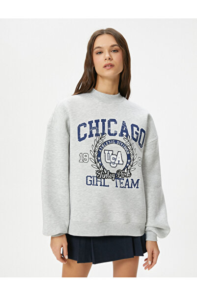 Koton Φούτερ κολλεγίου με στάμπα με μακρυμάνικο ελαφρύ γιακά με άνετη εφαρμογή