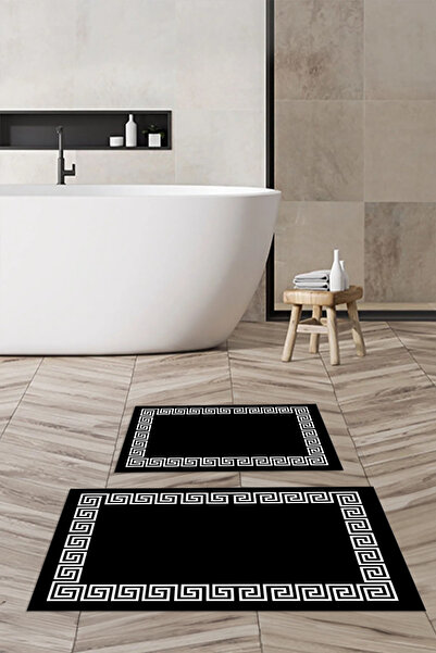 Viyana Home Τυπωμένο αντιολισθητικό πλενόμενο χαλάκι μπάνιου με πλαίσιο, σετ ...