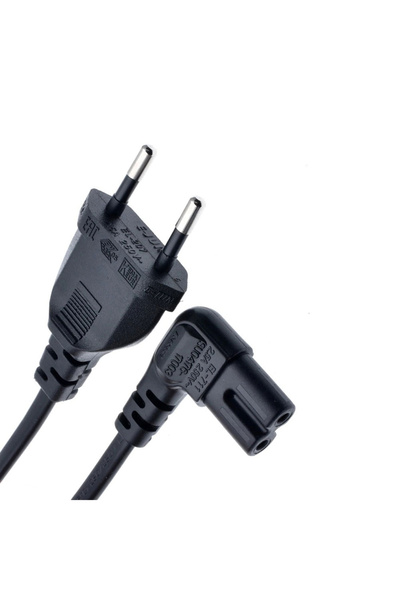 BK Teknoloji 90 Derece Açılı L Tip C7 TV-Teyp-Işıldak-Playstation Güç Kablosu 1.5 Metre