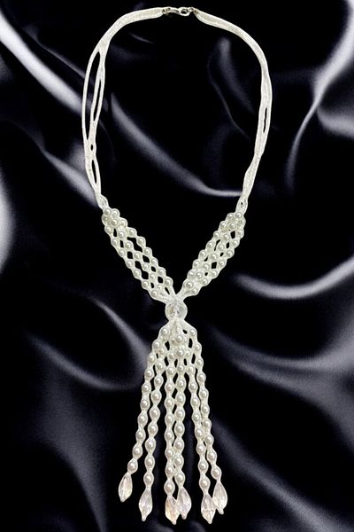 PETEK AKSESUAR Glass Pearl Bead Stylish Long Necklace
