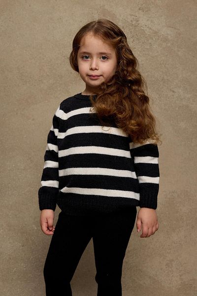 Fahhar Kids Pulover de tricotaj cu dungi negre