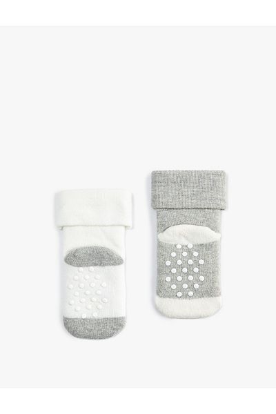 Koton Towel Socks Cotton Set of 2 Slogan Themed