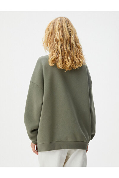 Koton Oversize pulóver Polo Neck College nyomtatott hosszú ujjú