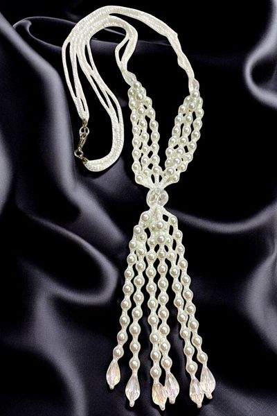 PETEK AKSESUAR Glass Pearl Bead Stylish Long Necklace