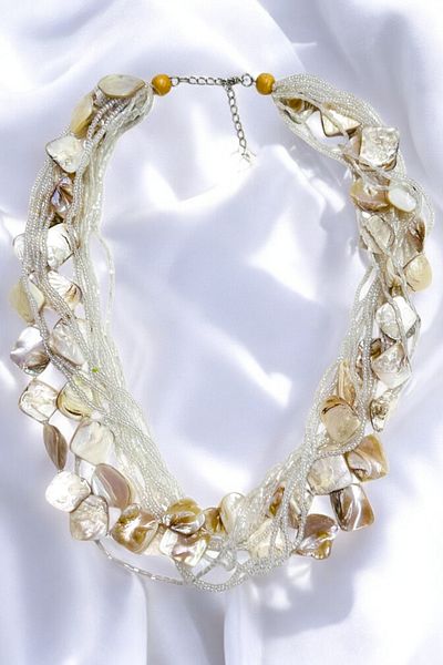 PETEK AKSESUAR Sedef Naturalized Multi Bead Necklace