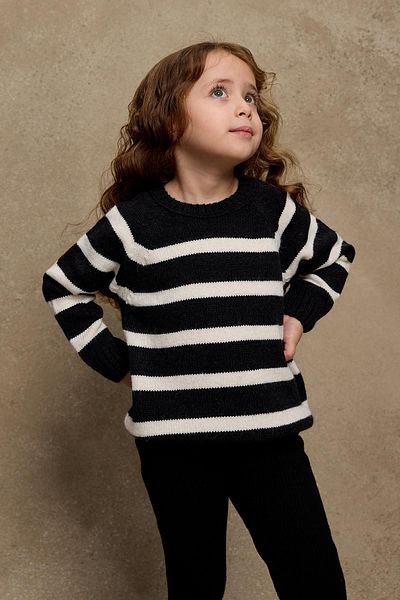 Fahhar Kids Pulover de tricotaj cu dungi negre