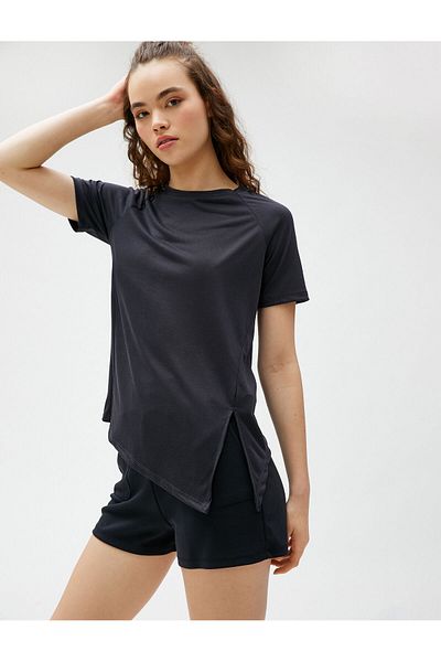 Koton Modal Blend Sports T-Shirt with Slit Detail