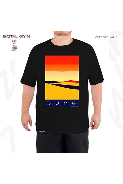 ZOKAWEAR Oversize Dune Visions Of Arrakis Printed Battal (Bol) Mold Μαύρο T-Shirt