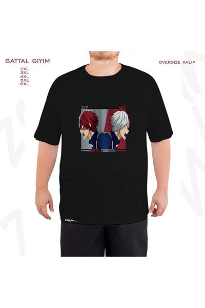 ZOKAWEAR My Hero Academia Shoto Todoroki 2 Printed - Outsize Black T-Shirt