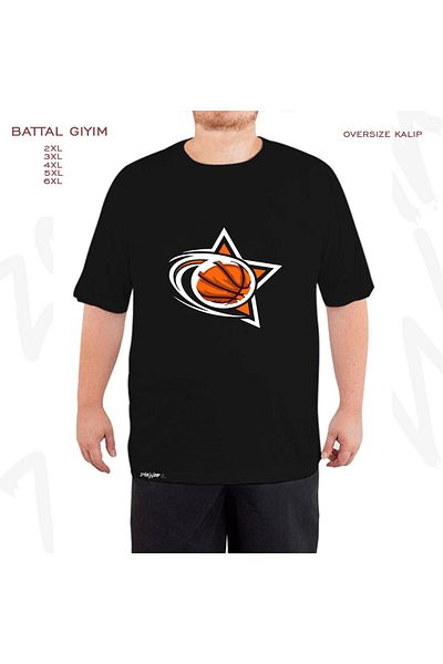 ZOKAWEAR Μαύρο μπλουζάκι με στάμπα μεγάλου μεγέθους με μπάλα μπάσκετ