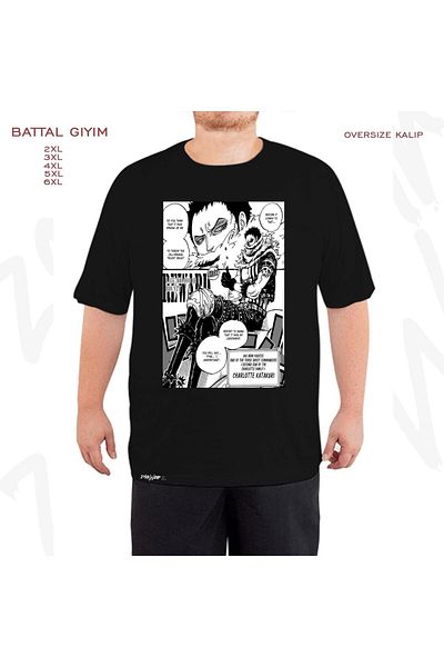 ZOKAWEAR Oversize Katakuri Printed Battal (Bol) Mold Μαύρο T-Shirt