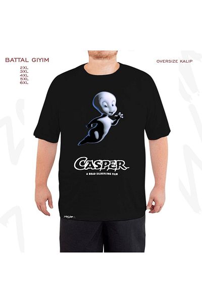 ZOKAWEAR Oversize Casper The Friendly Ghost2 Printed Battal (Bol) Mold Μαύρο T-Shirt