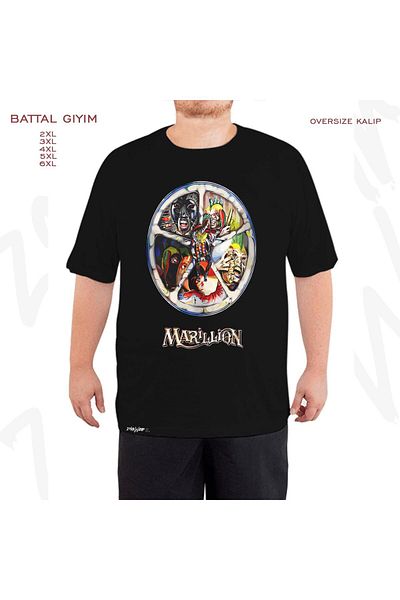 ZOKAWEAR Μαύρο μπλουζάκι Oversize Marillion Printed Battal (Bol) Mold