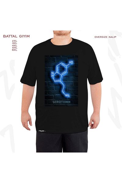 ZOKAWEAR Μαύρο μπλουζάκι Oversize Molecule Seratonin Printed Battal (Bol) Mold