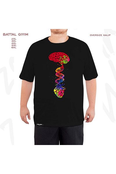 ZOKAWEAR Μαύρο μπλουζάκι με τυλιγμένο τυλιγμένο τυλιγμένο σπονδυλική στήλη μεγάλου μεγέθους