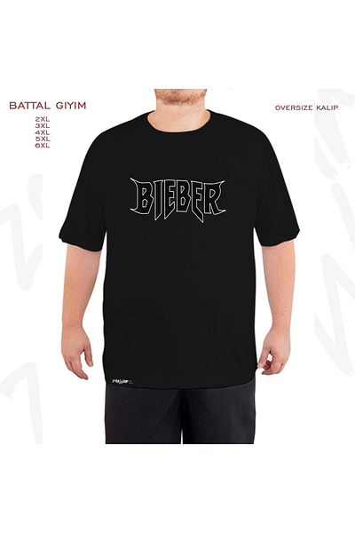 ZOKAWEAR Υπερμεγέθη μαύρο μπλουζάκι με στάμπα Justin Bieber
