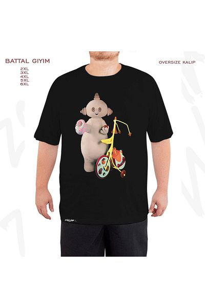 ZOKAWEAR Μαύρο μπλουζάκι με στάμπα Makka Pakka μεγάλου μεγέθους