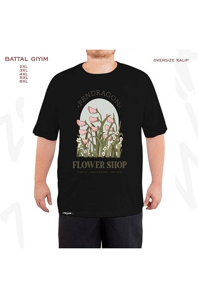 ZOKAWEAR Pendragon Flower Shop Howl's Moving Printed - Μαύρο T-Shirt με μεγάλη εφαρμογή