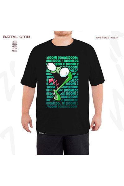 ZOKAWEAR Μπλουζάκι Invader Zim Gir Impending Doom με εμπριμέ μαύρο oversize