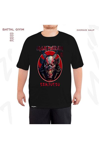 ZOKAWEAR Oversize Iron Maiden 4 Printed Oversize Black T-Shirt