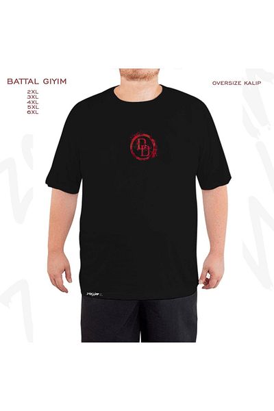 ZOKAWEAR Oversize Daredevil Blood Splatter Printed Battal (Bol) Mold Μαύρο T-Shirt