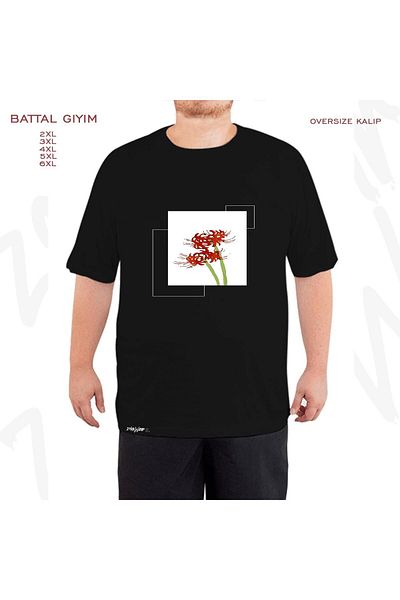 ZOKAWEAR Υπερμεγέθη Lycoris Recoil Design Printed Battal (Bol) Mold Μαύρο T-Shirt