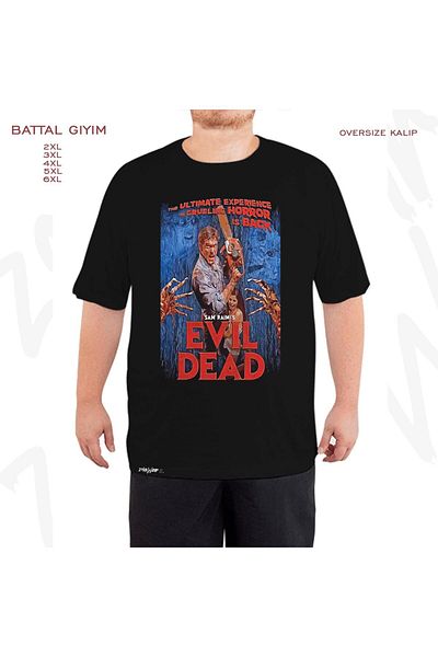 ZOKAWEAR Oversize The Evil Dead Printed Battal (Bol) Mold Μαύρο T-Shirt