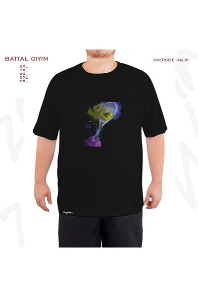 ZOKAWEAR Μαύρο μπλουζάκι με στάμπα τένις μεγάλου μεγέθους